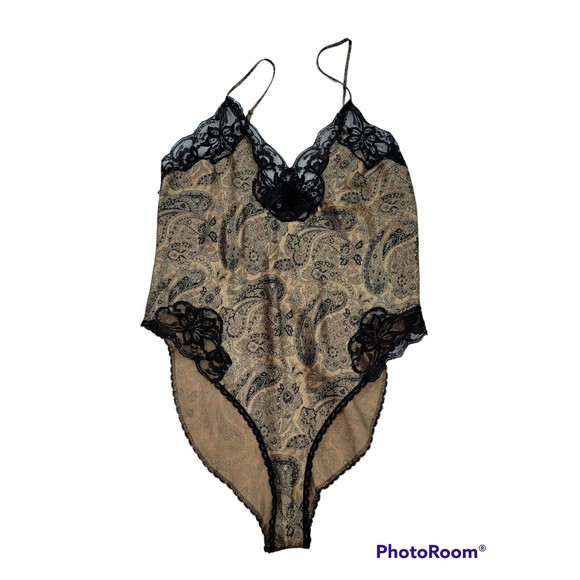 VTG Lucie Ann II Womens Paisley Lace Teddy Bodysuit Medium Made in USA